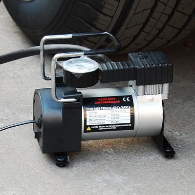 компрессор воздуха металла 12v портативный для цилиндра серебряного цвета черноты автомобиля одиночного